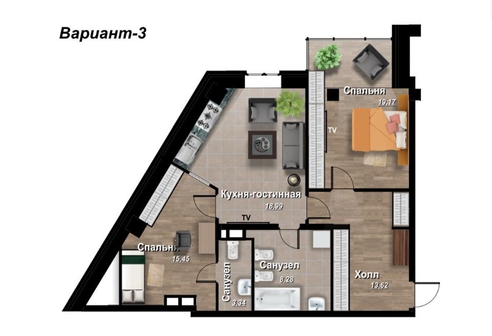 2х комнатная квартира ЖК "Аквамарин" -  в 300м от моря ID 53629 (Фото 15)